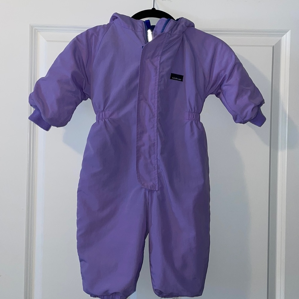 LL Bean Vintage Fleece Lined Snowsuit made in USA Freeport Maine Purple 2T